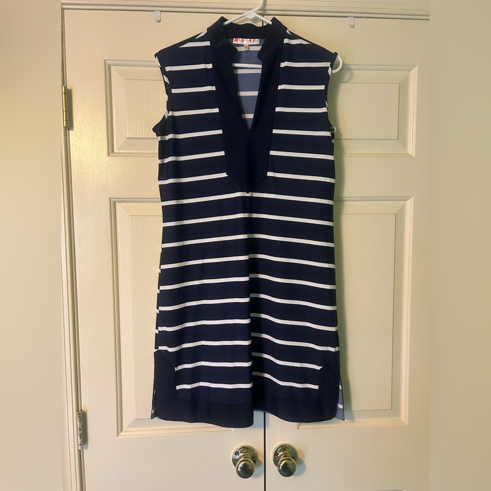 Jude Connally Navy and White Striped Mini Dress